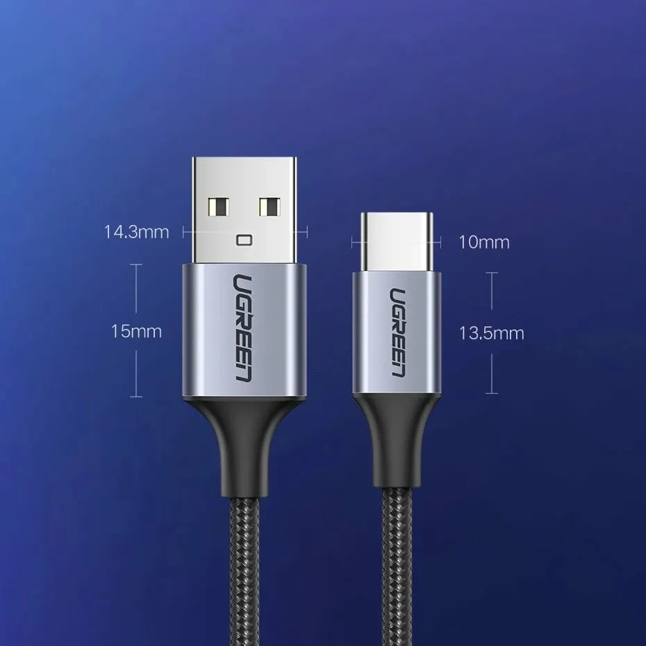 Kabllo Ugreen US288 60125 USB-A në USB-C, 0.5m, QC 3.0, Gri - 11