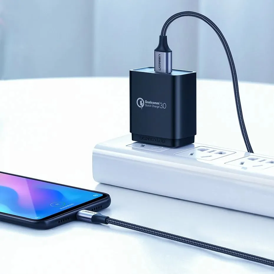 Kabllo Ugreen US288 60125 USB-A në USB-C, 0.5m, QC 3.0, Gri - 3