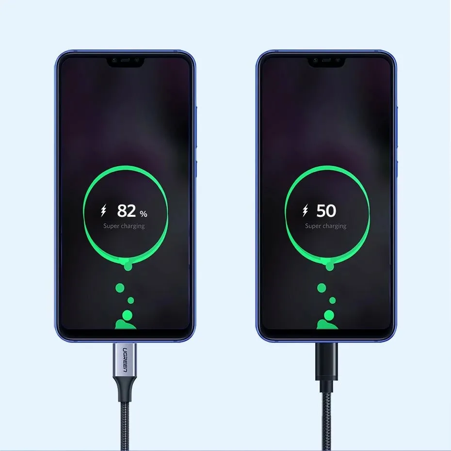 Kabllo Ugreen US288 60125 USB-A në USB-C, 0.5m, QC 3.0, Gri - 4