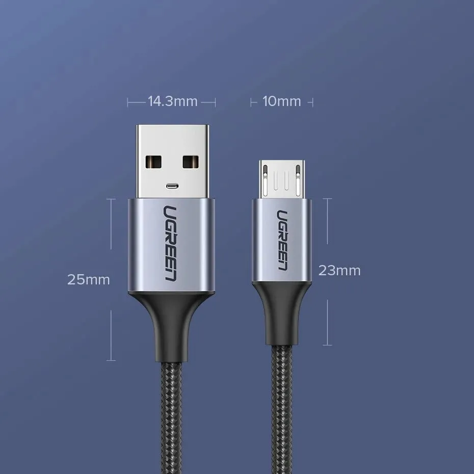 Kabllo Ugreen US290 60146, USB-A në micro USB, 1m, Gri - 13