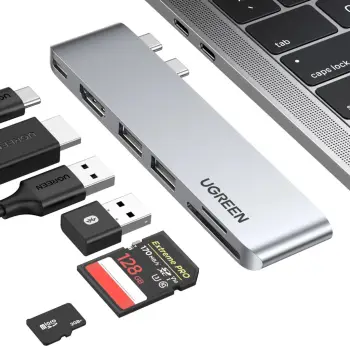 Dok stacion USB C Ugreen CM380, 6 në 1, HDMI USB 3.0 SD, gri