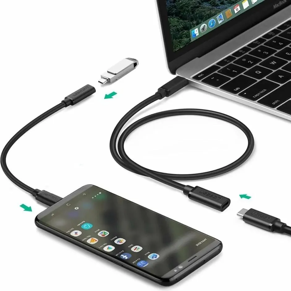 Kabllo zgjatues USB-C Ugreen 40574, 0.5m, E zezë - 2