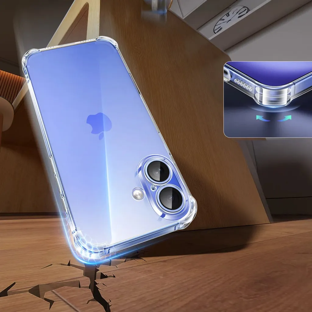 Mbështjellës Ugreen Bright Cushion CA101 për iPhone 16 Plus, transparent - 7
