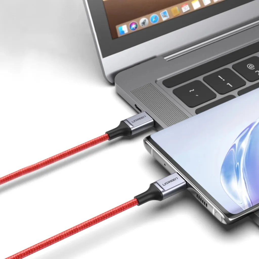Kabllo USB-C në USB-C Ugreen US294, 1m, 3A, 480Mb/s, Kuqe - 3