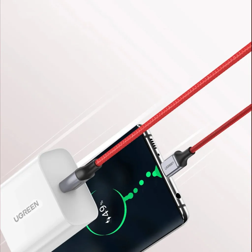 Kabllo USB-C në USB-C Ugreen US294, 1m, 3A, 480Mb/s, Kuqe - 5