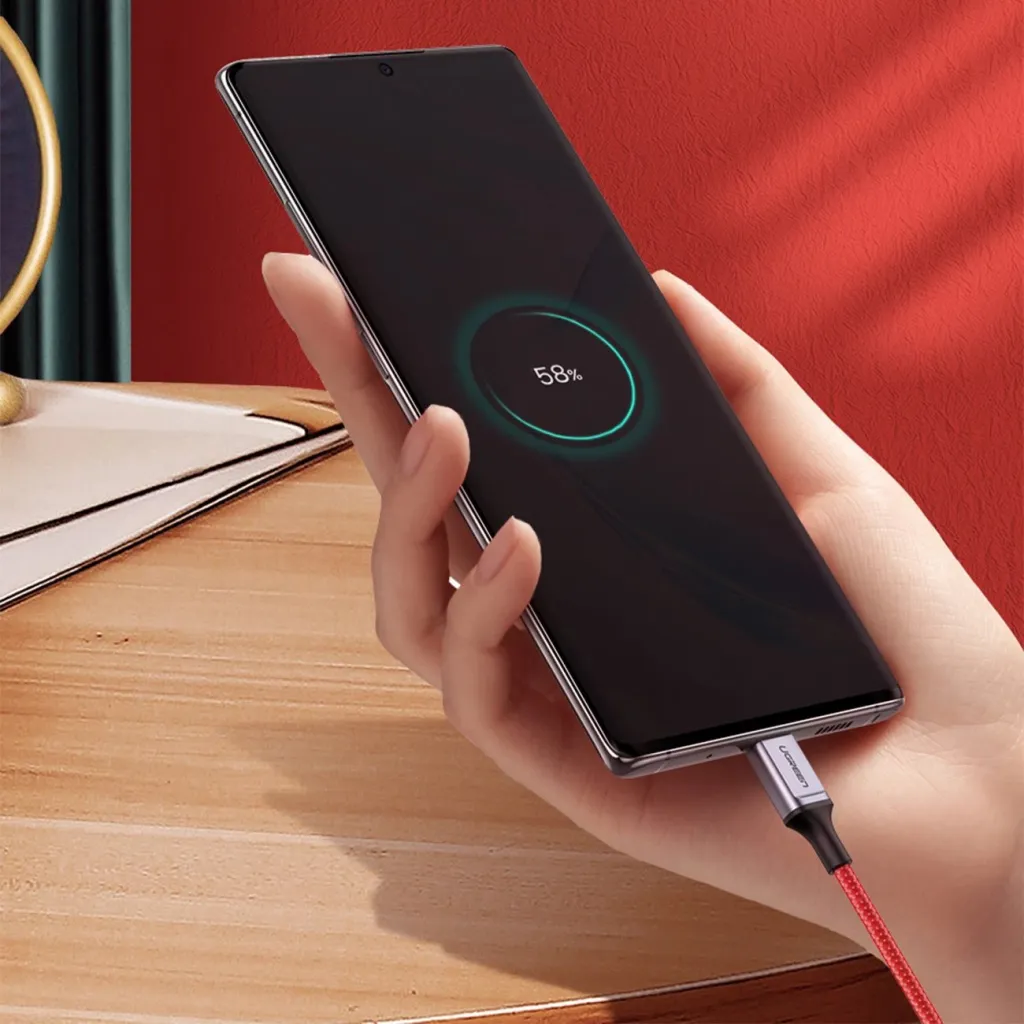 Kabllo USB-C në USB-C Ugreen US294, 1m, 3A, 480Mb/s, Kuqe - 8