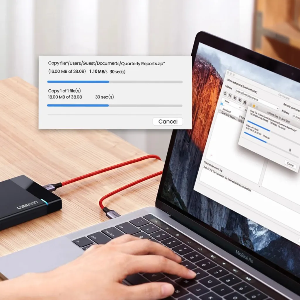Kabllo USB-C në USB-C Ugreen US294, 1m, 3A, 480Mb/s, Kuqe - 10
