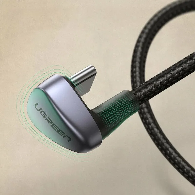 Kabllo Ugreen USB në USB Type-C, 2m, 3A, 18W, kënd 180°, Gri - 4