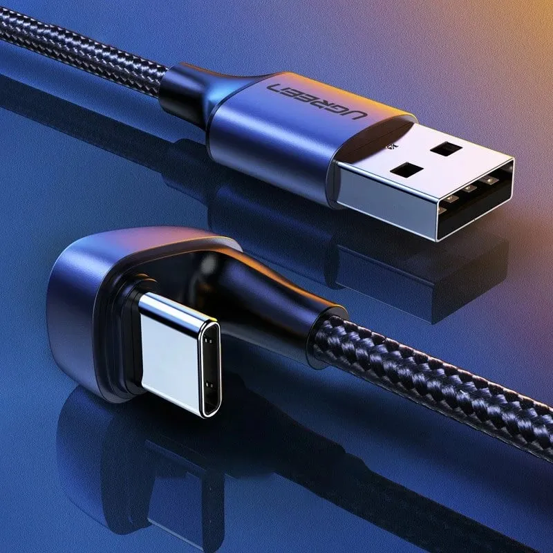 Kabllo Ugreen USB në USB Type-C, 2m, 3A, 18W, kënd 180°, Gri - 7