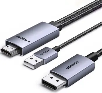 Kabllo Ugreen HD169 HDMI në DisplayPort, 2m, Gri
