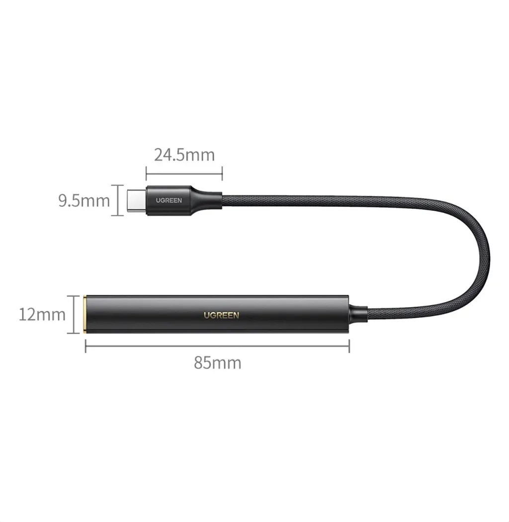 Adapter audio Ugreen CM545, USB C në 3.5mm jack dhe USB C, i bardhë - 3