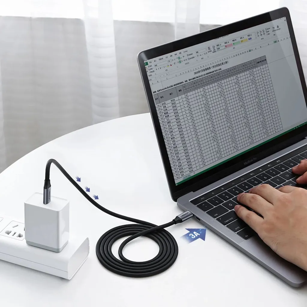 Kabllo Ugreen USB-C 3.1 PD Power Delivery, 60W, 1.5m, e hirtë - 3