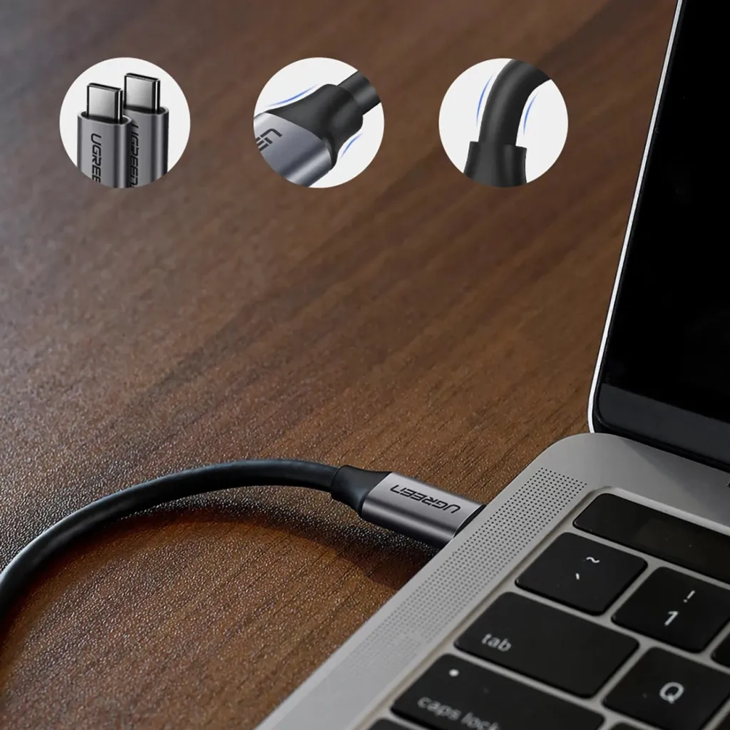 Kabllo Ugreen USB-C 3.1 PD Power Delivery, 60W, 1.5m, e hirtë - 7