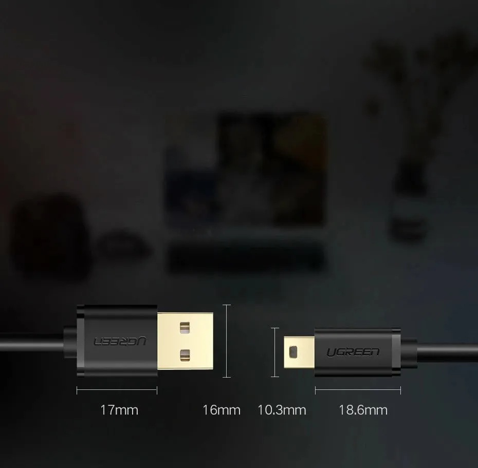 Kabllo USB në mini USB Ugreen US132 30472, 2 m, e zezë - 12