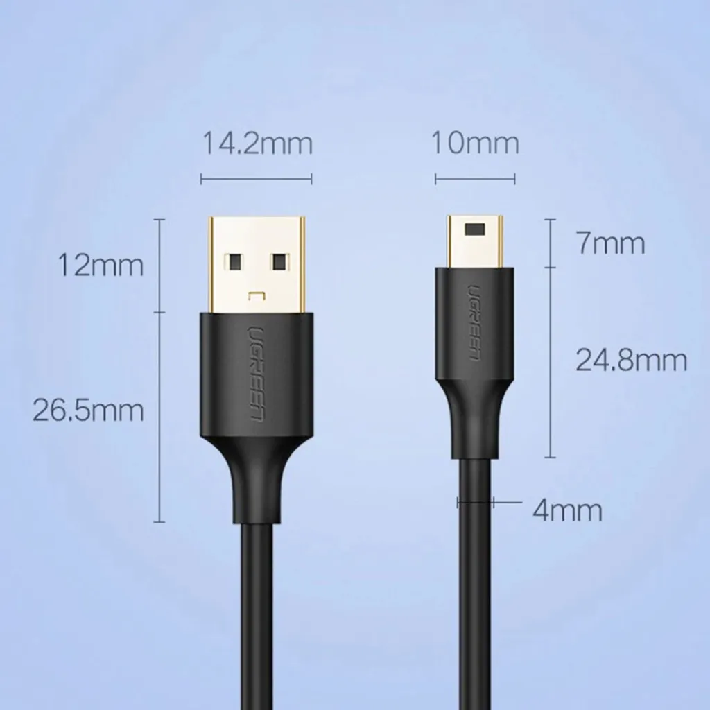 Kabllo USB në mini USB Ugreen US132 30472, 2 m, e zezë - 24