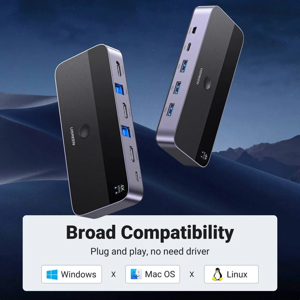 KVM switch Ugreen CM664, 4K, 6 porta, i zi - 12