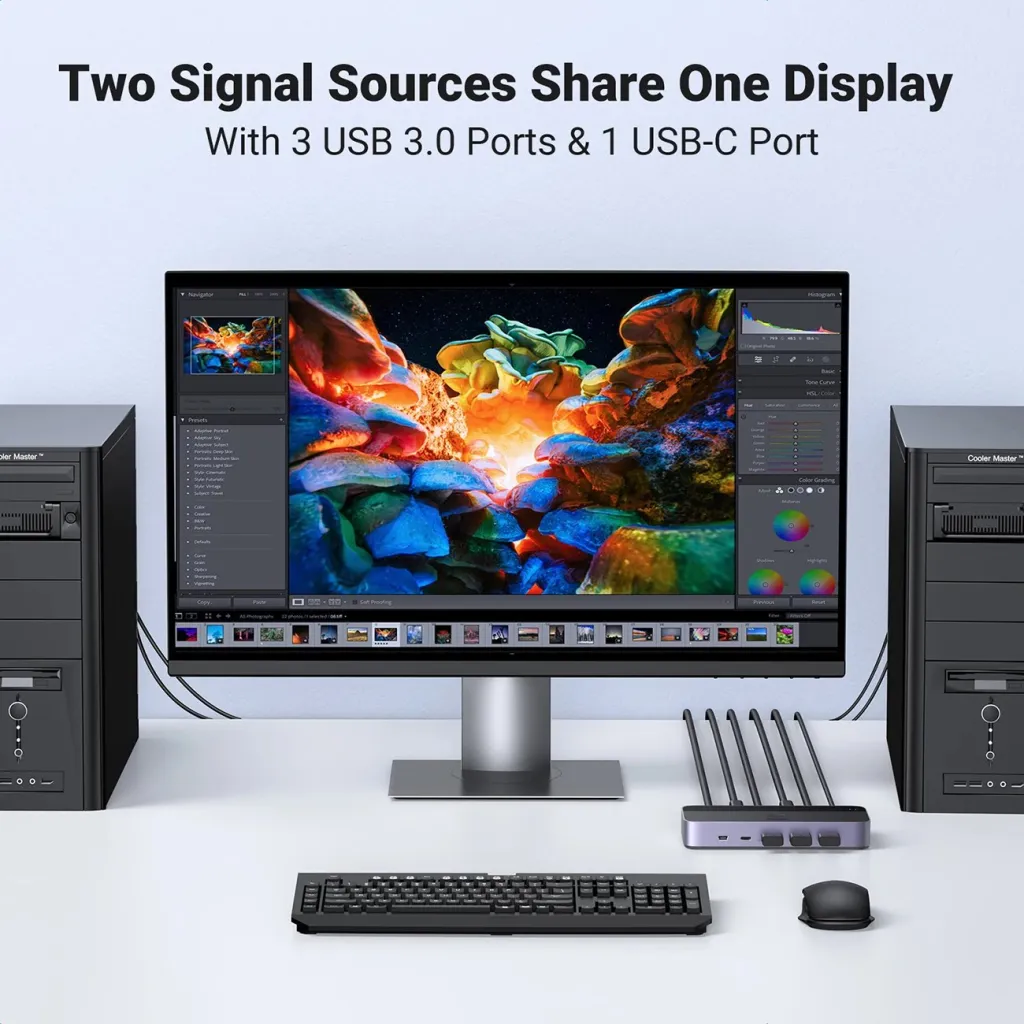 KVM switch Ugreen CM664, 4K, 6 porta, i zi - 6