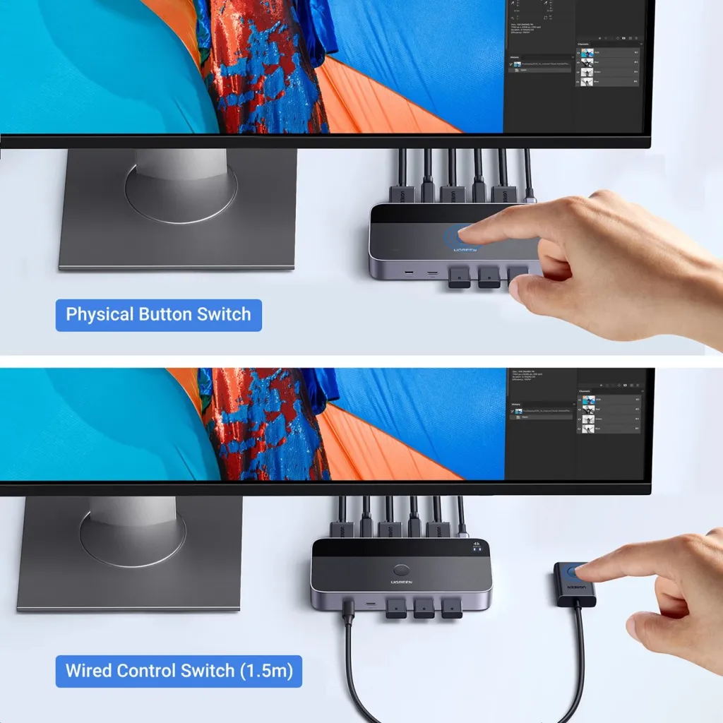 KVM switch Ugreen CM664, 4K, 6 porta, i zi - 9
