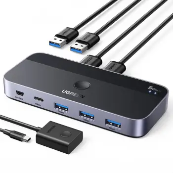 Ndërprerës USB Ugreen CM662, USB 3.0, 2 kompjuterë 4 dalje, i zi