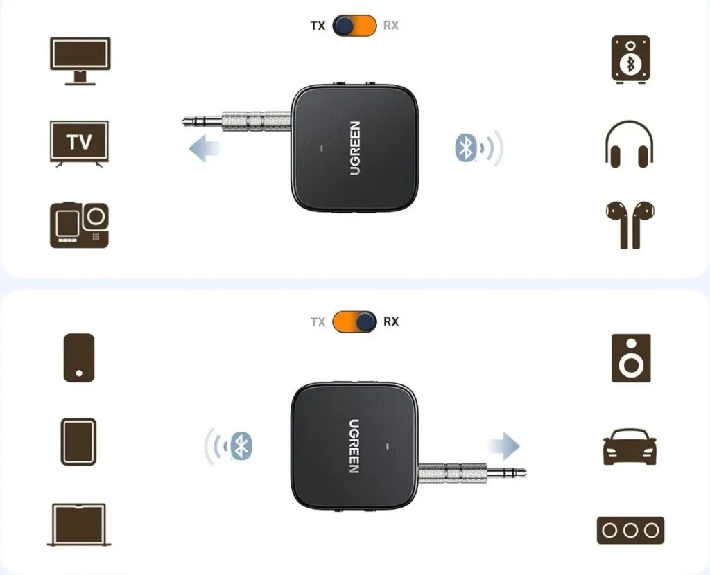 Transmetues/pranues Bluetooth Ugreen CM667 35223, Bluetooth 5.2, 300 mAh, i zi - 8