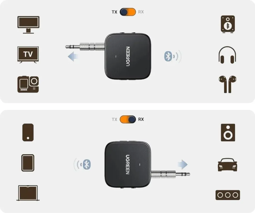 Transmetues/pranues Bluetooth Ugreen CM667 35223, Bluetooth 5.2, 300 mAh, i zi - 9