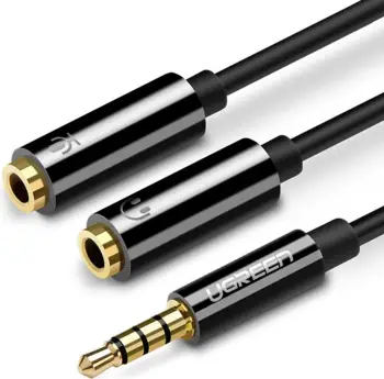 Përshtatës UGREEN jack - 2x jack (mikrofon / kufje), i zi