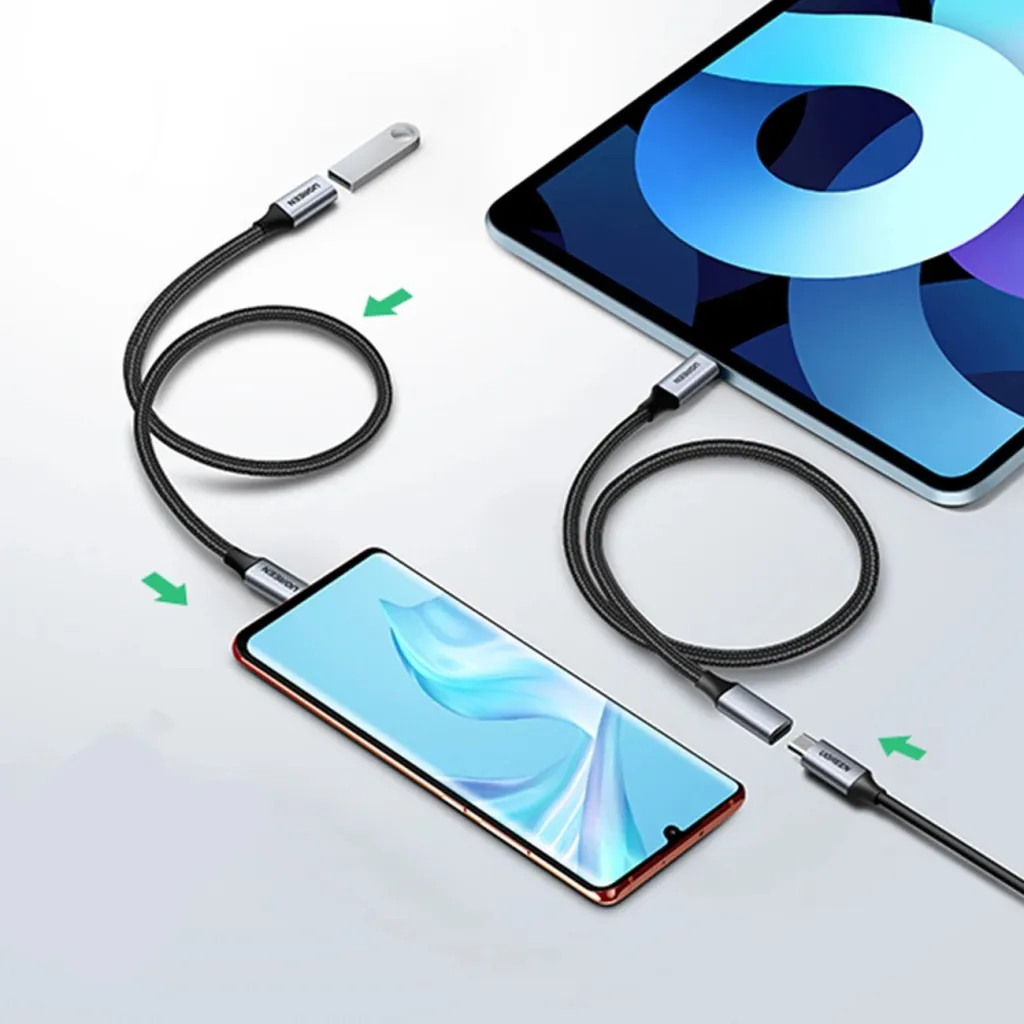 Kabllo USB-C në USB-C Ugreen US372 30205, 1m, 100W, 10Gbps, Gri - 3