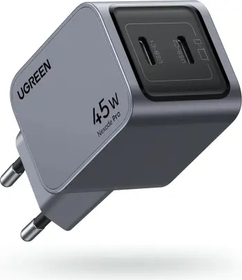 Karikues murale Ugreen Nexode Pro 45W, Dual USB C, GaN, prizë EU, i bardhë
