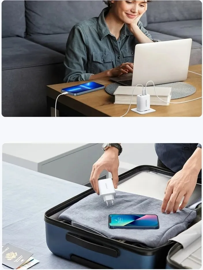 Karikues muri UGREEN CD275 me kabllo, 65W, 2x USB Type-C / USB-A, Bardhë - 2