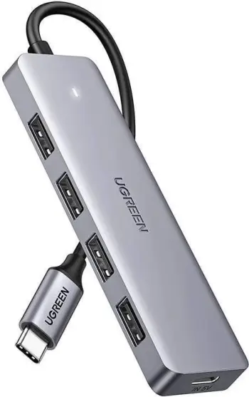 USB HUB Ugreen CM219, 1x USB C 4x USB A 3.2 Gen1, 5 Gbps, gri