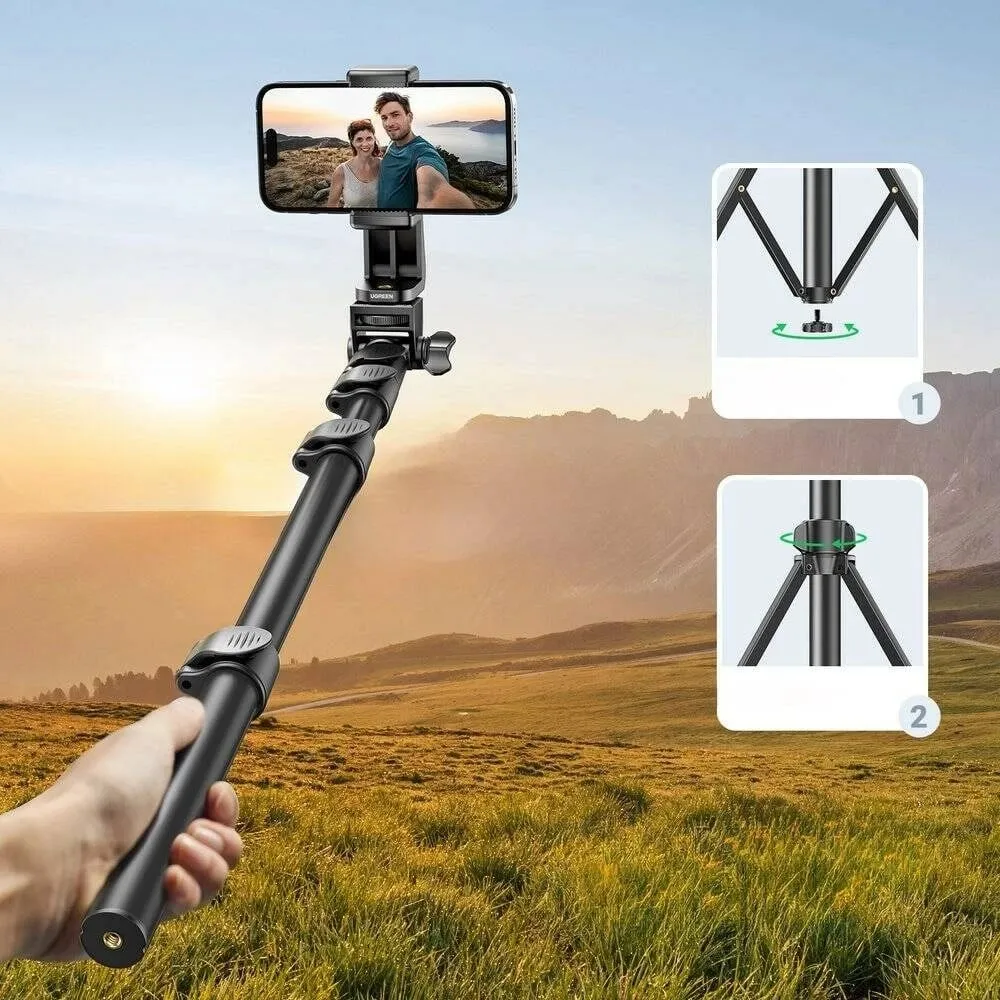 Selfie stick tripod UGREEN LP680, 1.7 m, telekomandë Bluetooth, i zi - 2