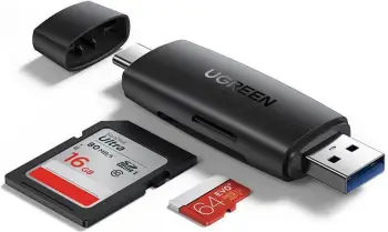 Adapter kartelash Ugreen CM304, USB-C në USB, SD TF, i zi