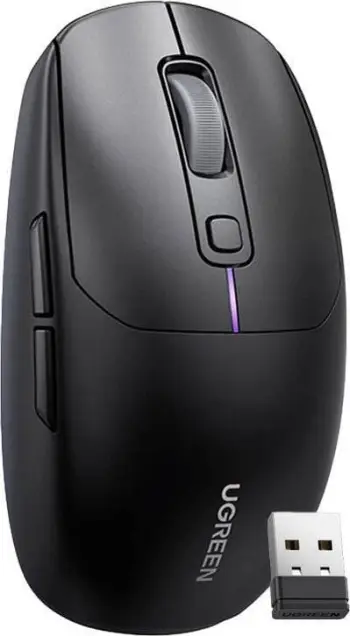 Mouse wireless Ugreen MU103, Bluetooth dhe 2.4G, bateri e rikarikueshme, i zi