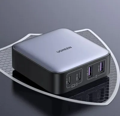 Karikues GaN UGREEN Nexode 65W, 2x USB-C, 2x USB-A, PD 3.0/QC4+, gri e errët - 2