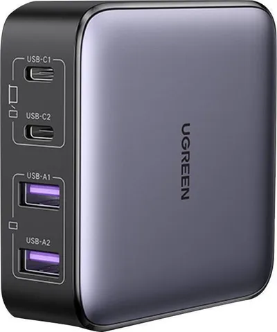 Karikues GaN UGREEN Nexode 65W, 2x USB-C, 2x USB-A, PD 3.0/QC4+, gri e errët - 4