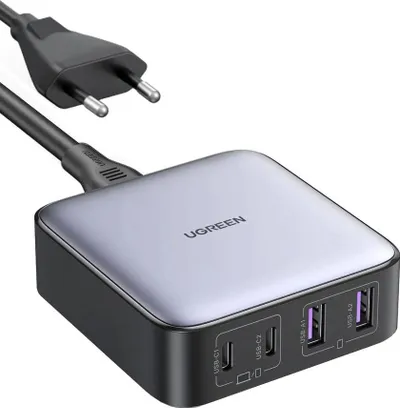 Karikues GaN UGREEN Nexode 65W, 2x USB-C, 2x USB-A, PD 3.0/QC4+, gri e errët - 5