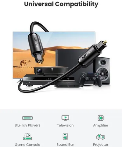 Kabllo audio UGREEN Toslink, optike, 2m, e zezë - 2