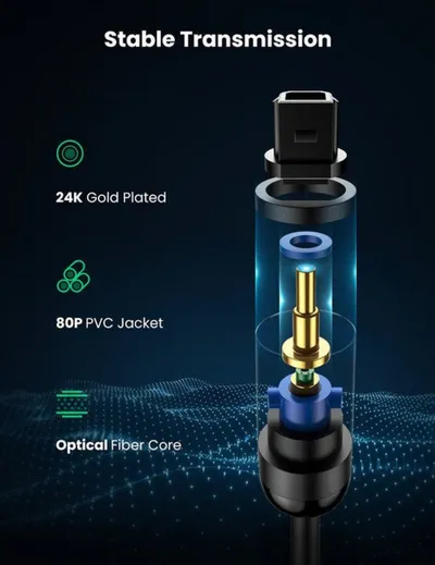 Kabllo audio UGREEN Toslink, optike, 2m, e zezë - 4
