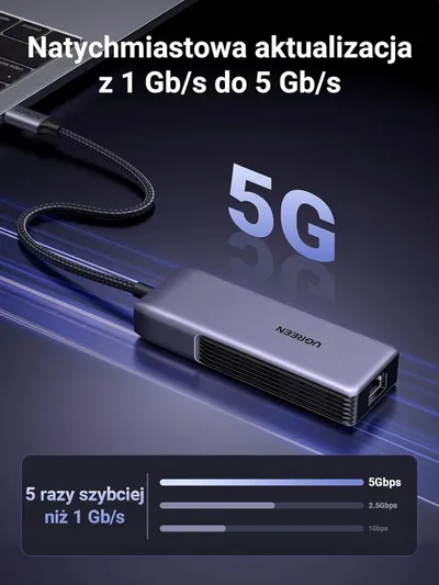 Adapter rrjeti UGREEN USB C, 5GbE, gri - 2