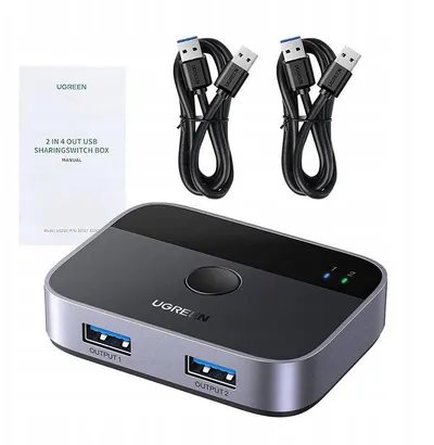KVM switch Ugreen AW502, 2 porta USB C, 4K 60Hz, argjendtë - 2