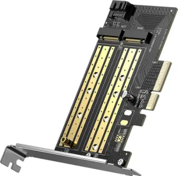Adapter kontrollues Ugreen PCIe 3.0 x4, për SSD M.2 M-Key dhe B-Key, i zi
