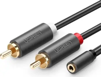 Kabllo AV Ugreen, Jack 3.5 mm në RCA (Cinch) x2, 1 m, e zezë