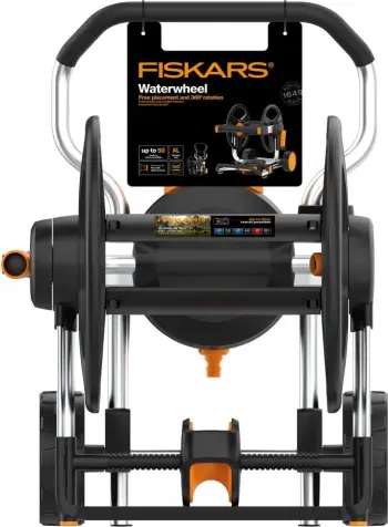 Rrotë manuale Fiskars, për zorrë të ujitjes, XL, zezë/ portokalli