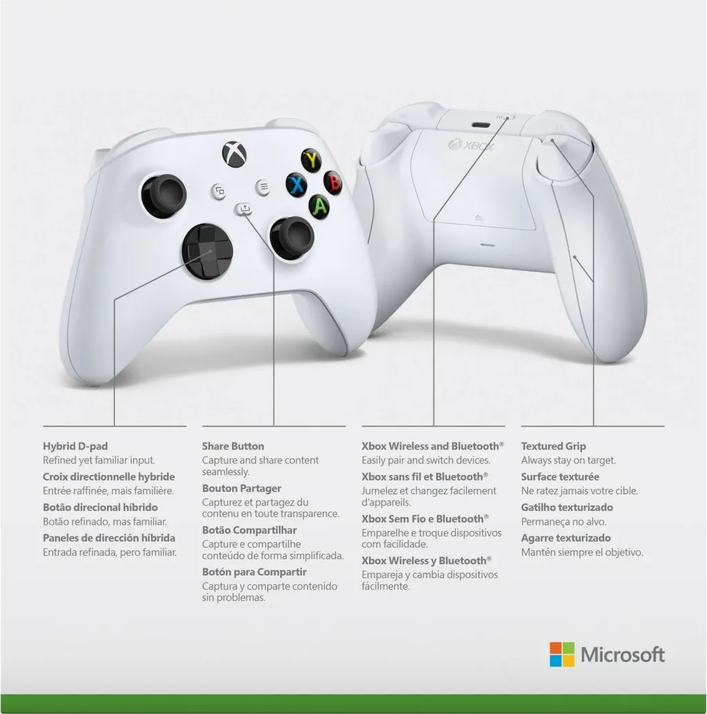 Gamepad Microsoft Xbox Wireless Controller, Bluetooth/USB, i bardhë - 5