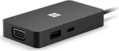 Stacion dokimi, Microsoft, 1E4-00002, USB-C me porta VGA, USB-A dhe USB-C, e zezë - 1