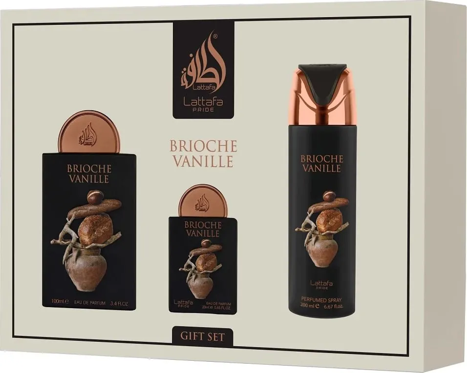 Set Eau de Parfum dhe deodorant Lattafa Brioche Vanille unisex 100ml+20ml+200ml - 1