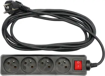 Kabllo zgjatuese Vorel, 4 priza, 3m, e zezë