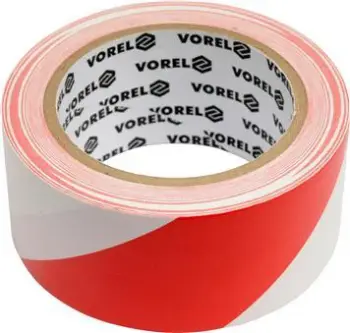 Shirit paralajmërues Vorel (75233), 80 mm x 100 m, i kuq/bardhë