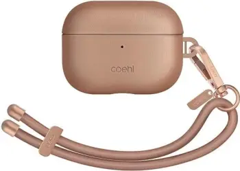Mbështjellës UNIQ Coehl Haven për AirPods Pro 2, TPU dhe lëkurë ekologjike, me litar, bezhë