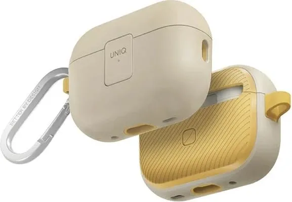 Mbështjellës UNIQ Clyde Lock Case për AirPods Pro 2, bezhë dhe e verdhë - 1